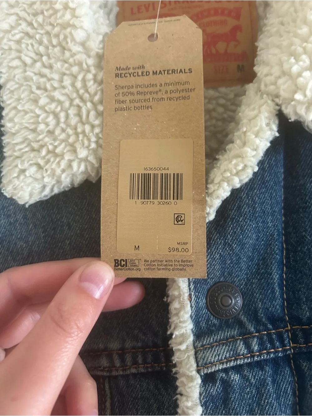 Levi’s men’s denim jacket Sherpa lined M NWT